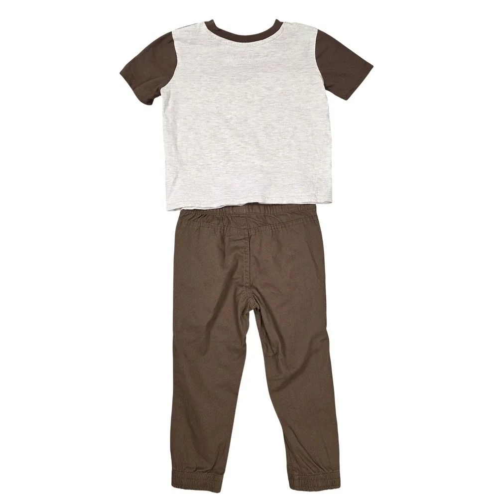 Weatherproof Vintage 2pc‎ Outfit Set Boys 4T Brown Gray Good Pocket Tee Joggers
